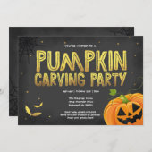 Halloween Pumpkin Carving Party Einladung (Vorne/Hinten)