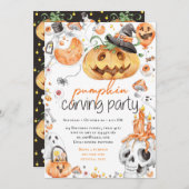 Halloween Pumpkin Carving Party Einladung (Vorne/Hinten)