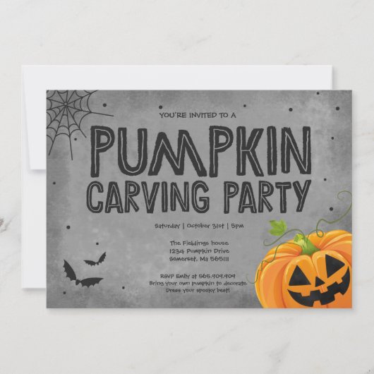 Halloween Pumpkin Carving Party Einladung (Vorderseite)