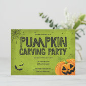 Halloween Pumpkin Carving Party Einladung (Stehend Vorderseite)