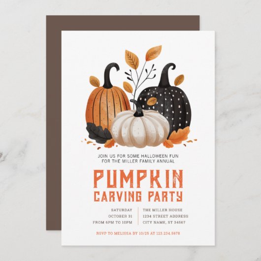 Halloween Pumpkin Carving Party Einladungen (Vorne/Hinten)