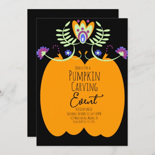 Halloween Pumpkin Carving Party Event Einladung (Vorne/Hinten)