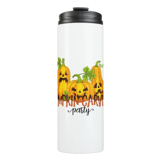 Halloween Pumpkin carving Party Fall Funny Thermosbecher (Vorderseite)