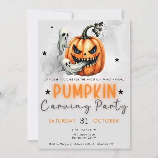 Halloween Pumpkin Carving Party für Erwachsene Einladung (Vorderseite)
