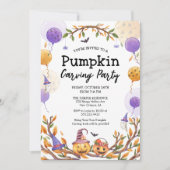 Halloween Pumpkin Carving Party Orange und Lila Einladung (Vorderseite)