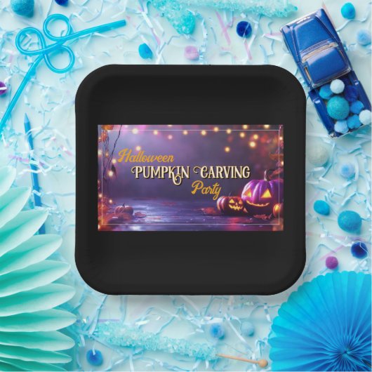 Halloween Pumpkin Carving Party Plate Pappteller (Party)