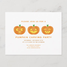 Halloween Pumpkin Carving Party Postcard Einladung