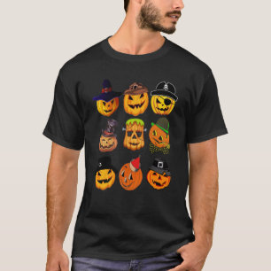 Halloween Pumpkin Carvings Collage Halloween Spaß T-Shirt