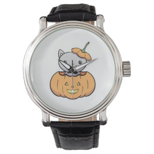 Halloween Pumpkin Cat Armbanduhr