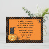 Halloween Pumpkin Cat Einladung (Stehend Vorderseite)