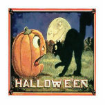 Halloween Pumpkin & Cat Fotoskulptur<br><div class="desc">Kürkin,  der von der schwarzen Katze erschreckt wird,  während der Mond schaut.</div>