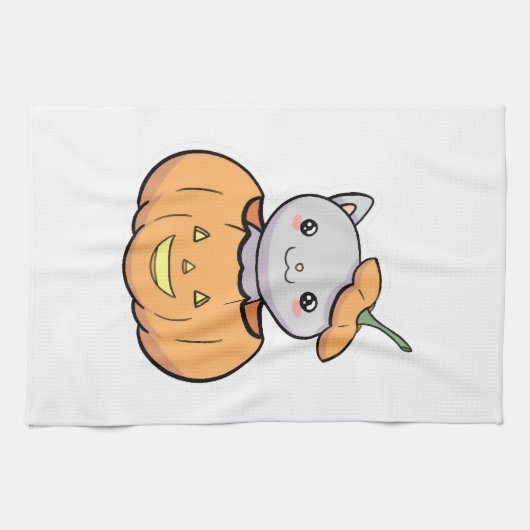 Halloween Pumpkin Cat   Geschirrtuch (Horizontal)