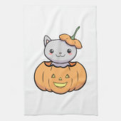Halloween Pumpkin Cat   Geschirrtuch (Vertikal)