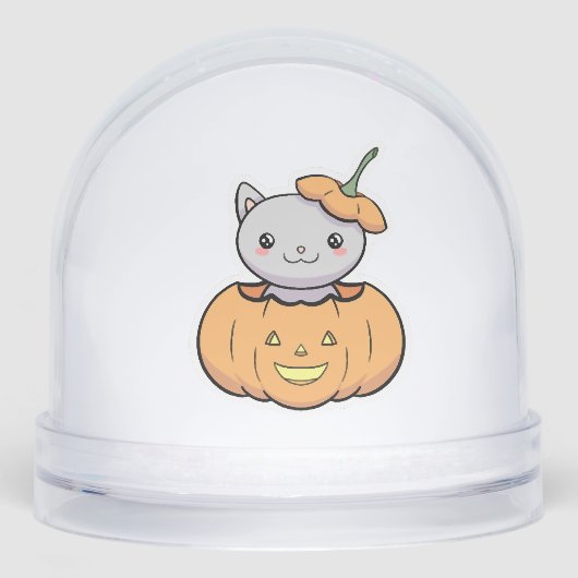 Halloween Pumpkin Cat   Schneekugeln (Vorderseite)