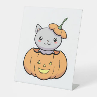 Halloween Pumpkin Cat   Sockelschild