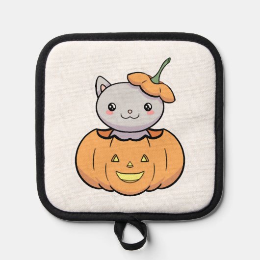 Halloween Pumpkin Cat   Topflappen (Vorderseite)