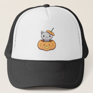 Halloween Pumpkin Cat Truckerkappe
