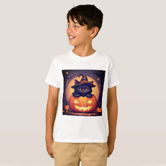 Halloween Pumpkin Cat Vibes T-Shirt