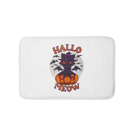 Halloween Pumpkin Catoween Badematte (Vorderseite)