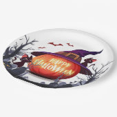 Halloween Pumpkin, Cats & Hexenha Pappteller (Schrägansicht)