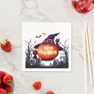 Halloween Pumpkin, Cats & Hexenha Serviette