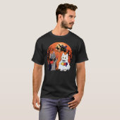 Halloween Pumpkin Cats Trinken Wein T-Shirt (Vorne ganz)
