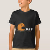 Halloween Pumpkin Chasing Ghost T-Shirt (Vorderseite)