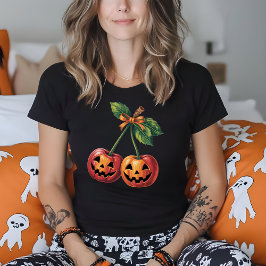 Halloween Pumpkin Cherries Herbst Koquette T-Shirt