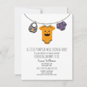 Halloween Pumpkin Clothesline Kinderdusche Einladung (Vorderseite)