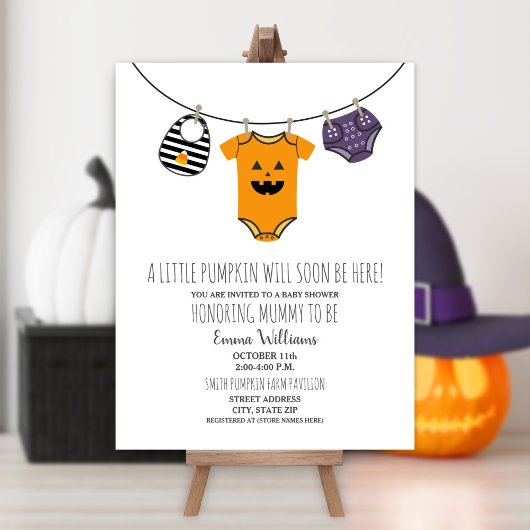 Halloween Pumpkin Clothesline Kinderdusche Einladung