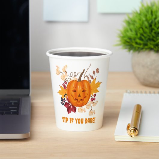 Halloween Pumpkin Coffee Cup - "Sip If you wage!" Pappbecher (InSitu)