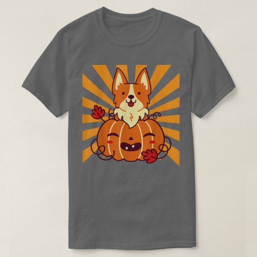Halloween Pumpkin Corgi T-Shirt (Design vorne)