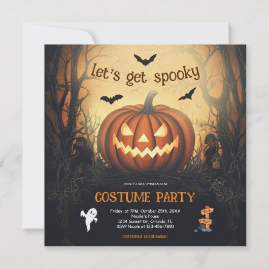 Halloween Pumpkin Costume Party Einladung (Vorderseite)