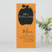 Halloween Pumpkin Costume Party Menü Feiertagskarte (Stehend Vorderseite)