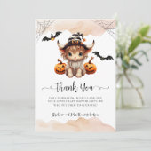 Halloween Pumpkin Cow Little Boo Baby Dankeskarte (Stehend Vorderseite)