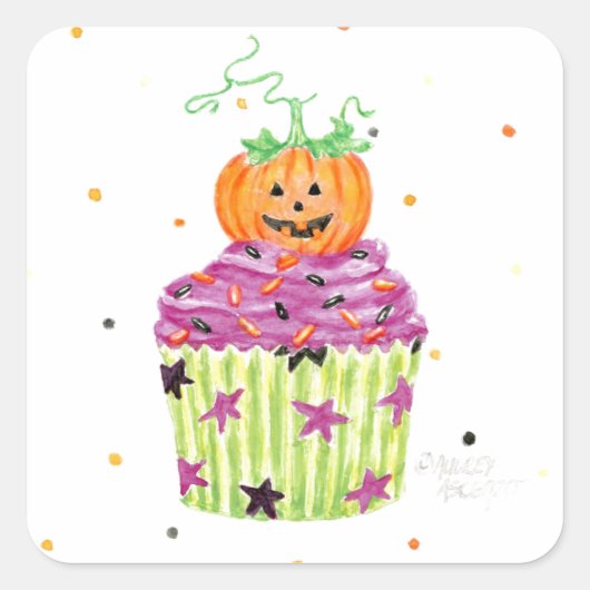 Halloween Pumpkin Cupcake Stickers (Vorderseite)