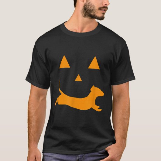 Halloween Pumpkin Dackel Jackolantern T-Shirt (Vorderseite)