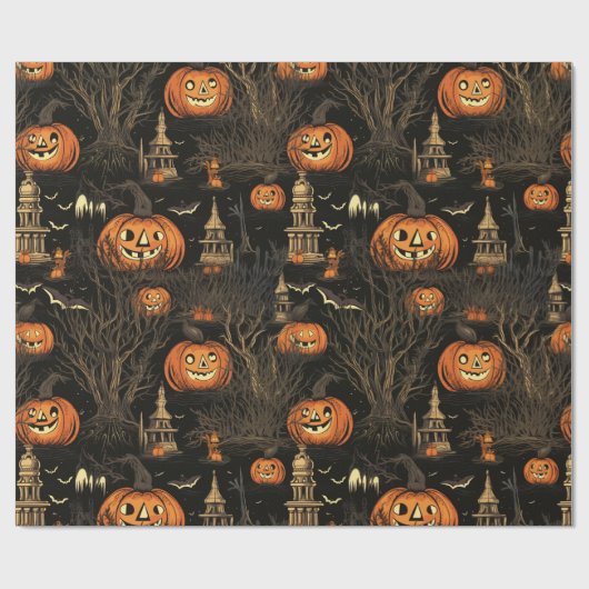 Halloween Pumpkin Dark Geschenkpapier (Flach)