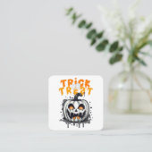 Halloween Pumpkin Design Trick oder Treat Quadratische Visitenkarte (Stehend Vorderseite)