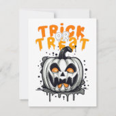 Halloween Pumpkin Design Trick oder Treat RSVP Karte (Rückseite)