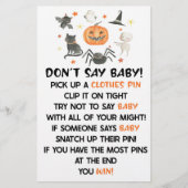 Halloween Pumpkin Don't Say Baby Shower Game Briefpapier (Vorderseite)