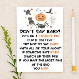 Halloween Pumpkin Don't Say Baby Shower Game Briefpapier