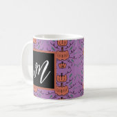 Halloween Pumpkin Doodle Nahtloses Muster Kaffeetasse (Vorderseite Links)
