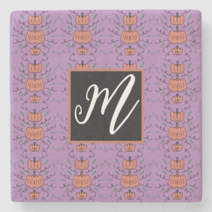 Halloween Pumpkin Doodle Nahtloses Muster Steinuntersetzer