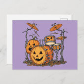 Halloween Pumpkin Drum Set Illustration Postkarte (Vorne/Hinten)