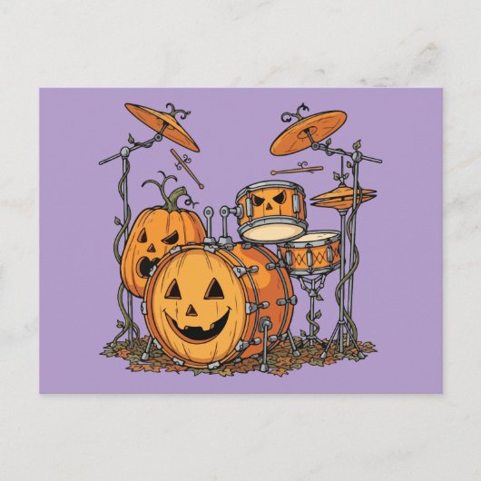 Halloween Pumpkin Drum Set Illustration Postkarte (Vorderseite)