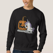 Halloween pumpkin eats unicorn skeleton candy sweatshirt (Vorderseite)