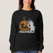 Halloween pumpkin eats unicorn skeleton candy sweatshirt (Vorderseite)
