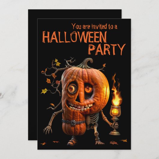Halloween Pumpkin Einladung (Vorne/Hinten)