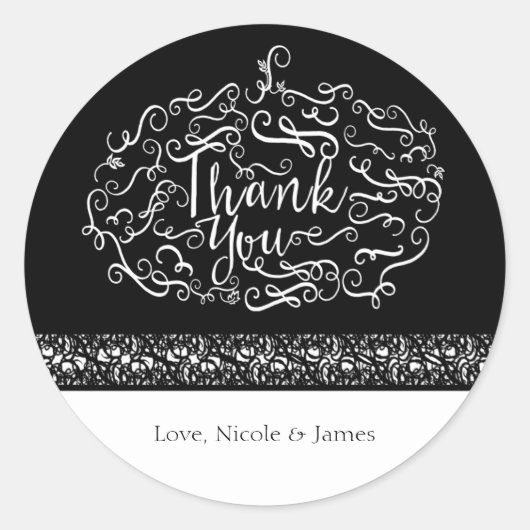Halloween Pumpkin Elegant DANK YOU Gastgeschenk Runder Aufkleber (Vorderseite)